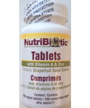Nutribiotic grapefruit seed extract (GSE) (100Tablets) With Vitamin A and Zinc Brand: Nutribiotic