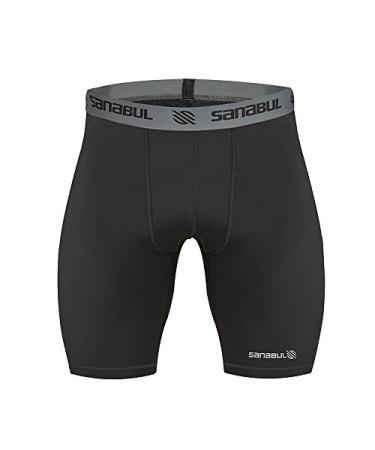 Sanabul Men's Compression Base Layer Workout Shorts for Jiu Jitsu, MMA Wrestling, and Training Small Black
