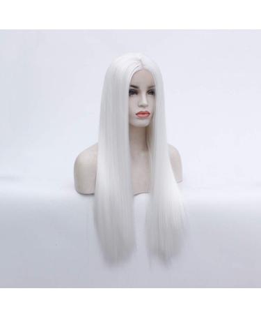 Buy SHIYID White Long Synthetic Lace Front Wig | Heat Resistant Silky Straight Wig for Women - International Shipping Available - Buy Online on SooperMarket.com