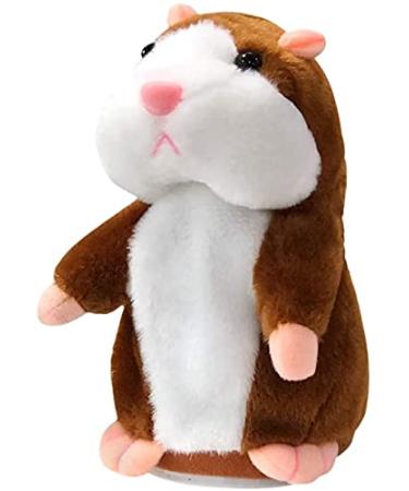 DESTRIC Talking Hamster Toy Repeats What You Say Plush Animal Toy Electronic Hamster Mouse for Boy and Girl Gift (Brown)