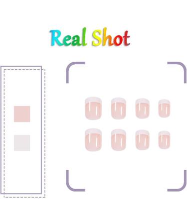 24pcs Short French Tip Press-on Nails | Square/Milky White False Nails with Glue | French & White Fake Nails for Women's Nail Art - Buy Online on SooperMarket.com