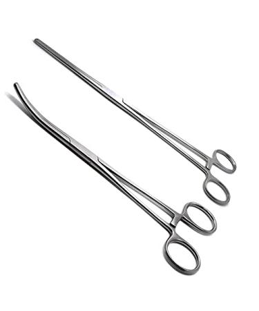SURGICAL ONLINE Set of 2 Premium Quality 12 Rochester Pean Hemostat Forceps Straight & Curved Clamps Three Locking Positions - SurgicalOnline