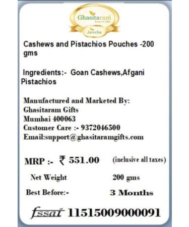 Jaiccha Ghasitaram Rakhi Gifts for Brothers Rakhi Dryfruits - Cashews 100 GMS and Pistachios 100 GMS Pouches with 2 Rudraksh Rakhis 200 gms - Buy Online on SooperMarket.com
