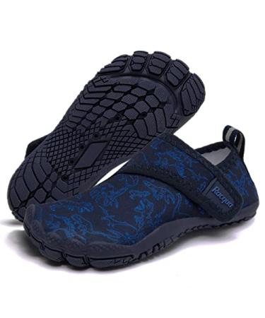 Racqua Toddler Boys Girls Slip-On Water Shoes Quick Dry Barefoot Aqua Shoes (Toddler/Little Kid) 7 Toddler Wzk167-blue Dinosaur
