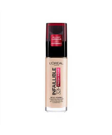 L'Or al Paris Liquid Foundation Full Coverage Lasting Wear With Vitamin C and SPF 25 Infallible 32H Fresh Wear 15 Porcelain 15 30 ml (Pack of 1)