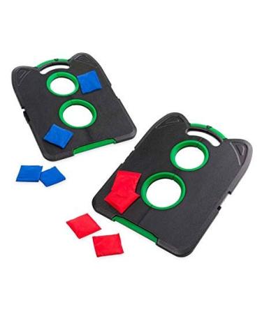 HearthSong Pick-Up-and-Go Portable Cornhole Game Set for Kids' Indoor and Outdoor Active Play, with Two Double-Holed Boards and Eight Cornhole Bags