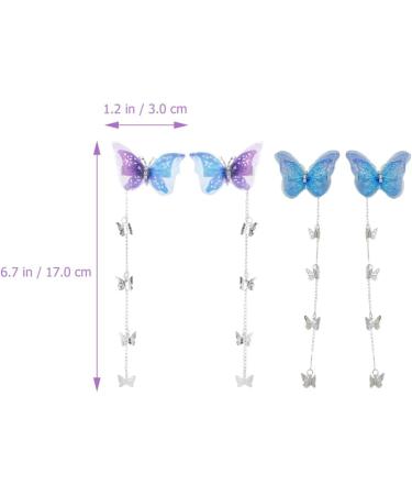10 Pairs Tassel Butterflies Hair Clip Blue Pink Butterflies Hairpin Double Layer Fabric Butterfly Clips Flower Fairy Crown Flower Fairy Accessories for Beautiful Girls - Buy Online on SooperMarket.com