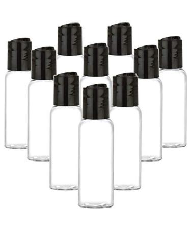 Grand Parfums Empty Plastic Squeeze Travel Bottles w/Dispensing Caps Purse Pocket Desktop Kids 1 Oz 30ml for Hand Cleaning Gel Soaps Lotion Shampoo purse pocket w/BLACK Disc Cap (10 Bottles) 10 Bottles Black Disc Cap