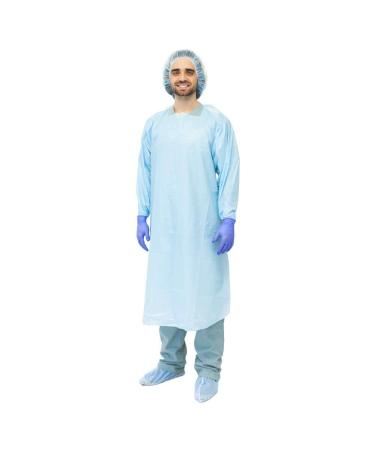 MediChoice Protective Gowns Open Back Thumb Loop Cuff Extra Large Blue (Box of 15)