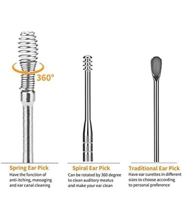 Ear Wax Remover 6 Pcs Premium Stainless Steel Ear Wax Removal Kit Ear Curette Ear Cleaner Tools for Children and Adult Earwax Removal Kit Cleaning Kit with Portable Bag (silver) - Buy Online on SooperMarket.com