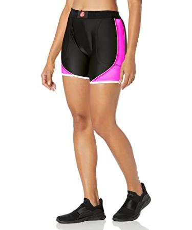 Cramer Women's Crossover Softball Compression Sliding Shorts with Foam Padding, Low-Rise 5 Inch Inseam, Support Prevents Chaffing and Injury During Activity, Black/Pink, Small