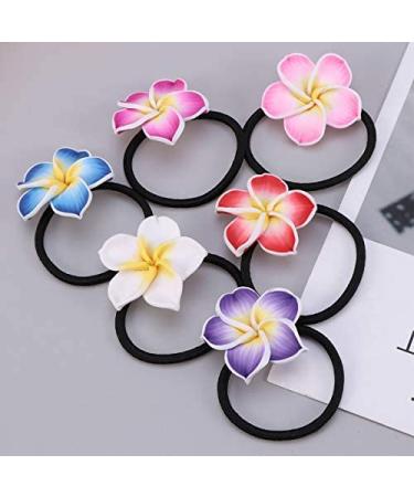 LEORX 12pcs Colorful Plumeria Hair Ties - Soft Ceramic Flower Hair Accessories - Buy Online on SooperMarket.com