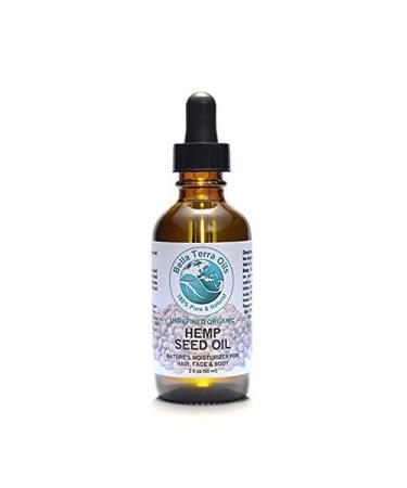 Bella Terra Oils - Hemp Seed Oil 2 oz - Cold-Pressed Rich in Omega-3 & Omega-6 Fatty Acids Vitamin D & E Enhance Your Cosmetic Ritual with Pure Nutrition 2 Fl Oz (Pack of 1)