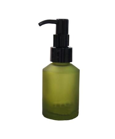 MZUU 1PCS 60ML/2OZ Empty Refillable Green Frosted Glass Bottles with Pump Vial Cosmetic Cream Lotion Dispenser Jars Storage Container for Essential Oil Emulsion Essence