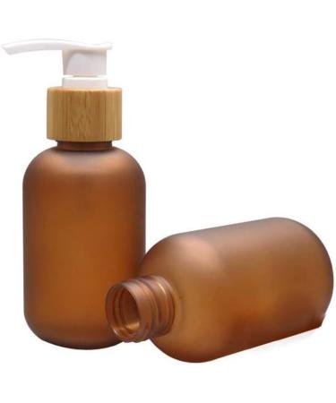 2 Pcs 4oz/120ml Amber Plastic Pump Bottles with Bamboo Pump Dispensers Empty Refillable Lotion Pump Cosmetic Storage Container Jars for Shampoo Shower Gel Toiletries Hair-Conditioner - Buy Online on SooperMarket.com