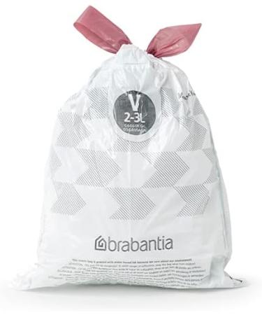 Brabantia Perfectfit Donation Pack - Extra Strong White Garbage Bags (Code V) - 40 Bags (2L/3L) - International Shipping Available - Buy Online on SooperMarket.com