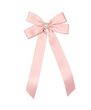 JSGHGDF Bowknot Hair Clip Heart Long Ribbon Bowknot Shape Hair Clip for Girl Spring Styling Tiaras Pink