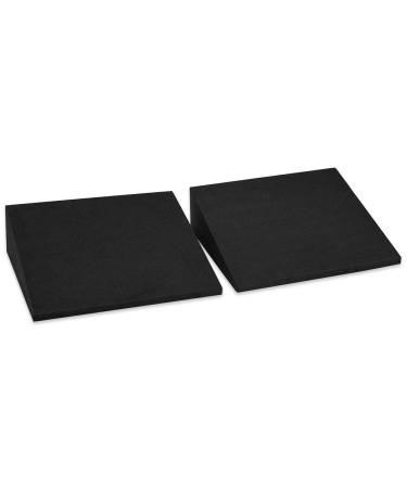 StrongTek 13" Large Yoga Foam Wedge, Slant Board, Calf Stretcher, Improve Lower Leg Strength, Stability, Incline Wedge, Knee Pad, Back Support, Footrest Cushion, Physical Therapy, One Pair Basic-Black