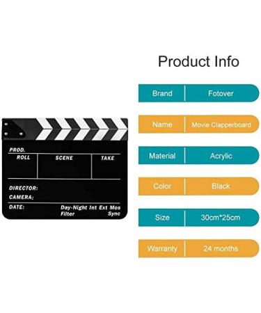 Sedremm Dry Erase Director's Film Movie Clapperboard Slate for Film TV MovieCut Action Scene (10x12in/24.5x30cm) White Clapboard and Colorful Stick - Buy Online on SooperMarket.com