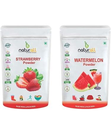 THRU ruit Powder Combo Pack of 2 Strawberry Powder & Watermelon Powder |Dry No Added Sugars and Preservatives (200 GM Each) 400 GM by