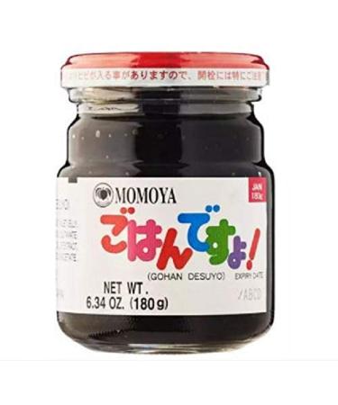 Momoya Gohan Desuyo Condiment 180g -A jar of Seasoned Seaweed Paste and Soy Sauce to be Eaten with hot Japanese Rice.