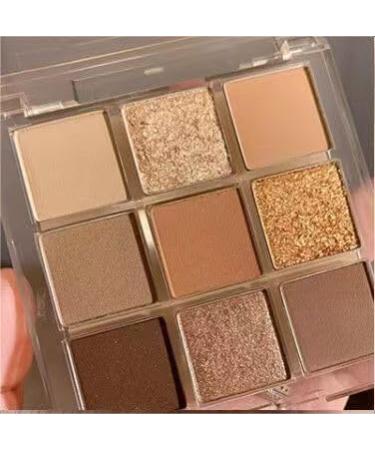 Lovelycat 9 Colors Glitter Eyeshadow Makeup Palette Matte High Pigmented Colorful Creamy Texture Eye Shadow Powder Natural Waterproof Long Lasting Eyeshadow Powder Cosmetics (gold)