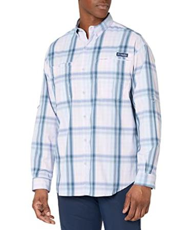Columbia Men's Super Tamiami Long Sleeve Shirt Soft Violet Blur Check Medium