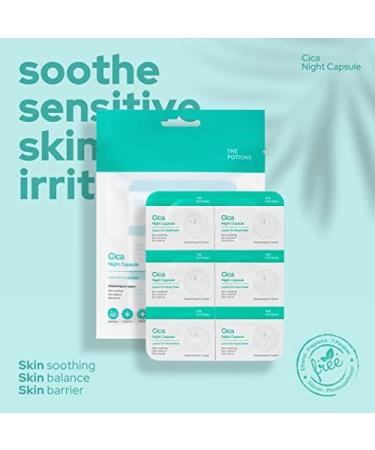 Potions Cica Night Capsule - 6 Count | Acne & Sensitive Skin | Soothing Balancing Barrier Repair | Korean Skincare - Buy Online on SooperMarket.com