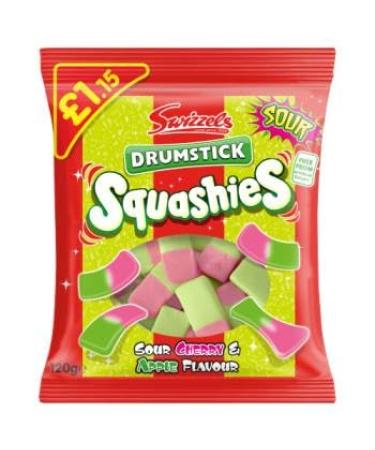 Swizzels Drumsticks Squashies Sour Apple and Cherry Flavour 12 x 120g PMP
