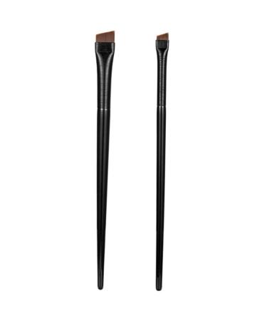 PLAFOPE 3 Sets Wood Black Ultra Thin Eyeliner Brow Brush Kit Eye Makeup Tool Flat Eyebrow Brush