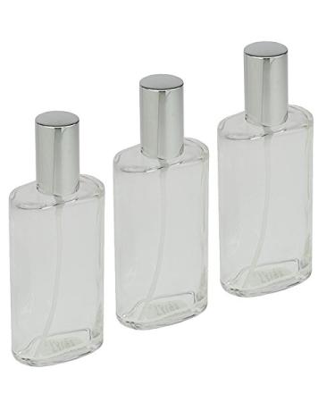 Oval atomizer Kosmetex glass bottle for perfume facial toner empty with atomizer 100ml 3x silver