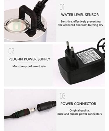 Okby Ultrasound Fogger - Efficient Water Well Pond Atomizer Humidifier with EU Adapter | Cold Fog & Negative Ions for Damp Air - Buy Online on SooperMarket.com