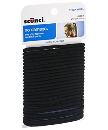 Scunci Effortless Beauty Thick Hair No-damage Black Elastics 24 Count