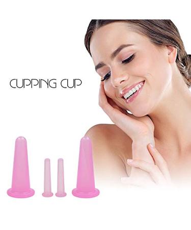 KRISMYA 4 Pcs Facial Cupping Set - Silicone Massage Cups for Face, Neck, Back & Eyes | Anti-aging Beauty Tool for Body Facial Care - Pink - Buy Online on SooperMarket.com