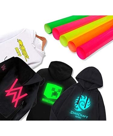 Tintnut Neon PU HTV for T-Shirt 12x10 inch 10 Sheets 5 Assorted Color Iron on Vinyl Heat Transfer Vinyl Bundle Easy to Weed HTV Vinyl for DIY T-Shirts Mutilcolor