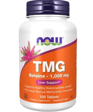 Now Foods TMG (Trimethylglycine) 1000mg 100 Vegan Tablets Betaine