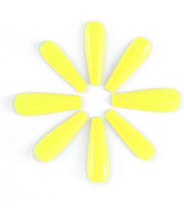 Brishow Coffin False Nails - Long Yellow Stick on Nails for Women and Girls - Buy Online on SooperMarket.com