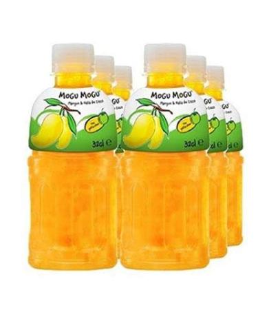 Mogu Mogu Mango Flavoured Drink with NATA de Coco (Gotta Chew) | On the Go Drink | Jelly Texture | Refreshing Taste | No Added Preservatives and Colours | 320ml x 6 Bottles