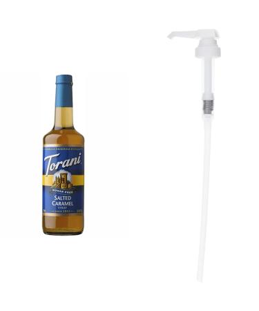 TORANI-SUGAR FREE SALTED CARAMEL SYRUP PET (PLASTIC) BOTTLE 750ML and Torani Flavored Flavour Syrup Pump for 750ml