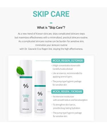 Dr.Ceuracle CICA Regen 92 Toner & 70 Cream - Soothing Skincare for All Skin Types | International Shipping Available - Buy Online on SooperMarket.com