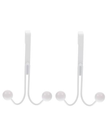 CIYODO 2pcs Double Hook Towel Rack Coat Hangers Metal Coat Hanger Hooks Hanging Hook Wall Mount Nail 14x9cm White