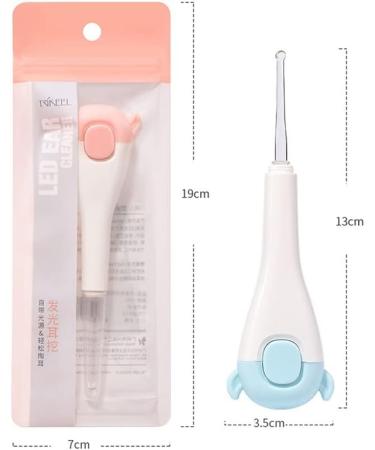 Cartoon Baby Ear Wax Removal Tool with LED Light - Kids Ear Cleaner with 3 Replacement Heads in Blue - Buy Online on SooperMarket.com