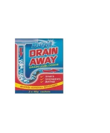 Duzzit Drain Away - 2 x 40 g Sachets Sinks Showers and Bath Drain Unblocker - Sachets Drain Away Kitchen Sink Opener- Quickly Removes Blockages ( Pack of 1)