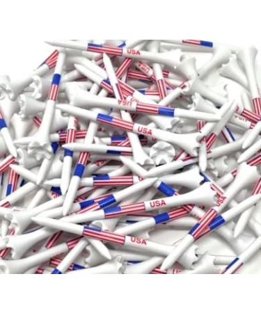 NorthPointe USA American Flag 3  Plastic Golf Tees - 100 Patriotic Golf Tees Plastic in Bulk