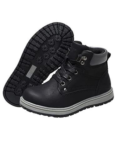 Kids Boots Boys Girls Hiking Work Boots,Waterproof Outdoor Ankle Boots (Toddler/Kids) 9.5 Toddler Black