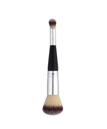 Multifuktion Double head Makeup Brush Professional Wood Handle Powder Brush Smooth Brush for Blush Eye Face Powder Cosmetics Black and Sliver
