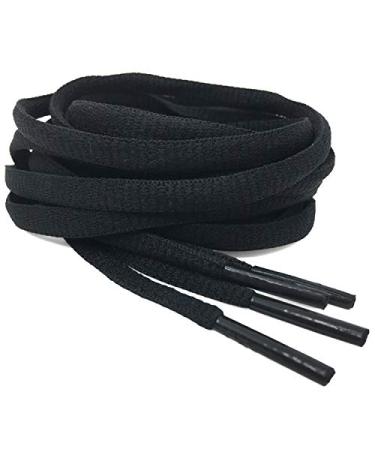 DELELE 2Pair Oval Shoes laces 42 Colors Half Round 1/4" Athletic ShoeLaces for Sport/Running Shoes Shoe Strings 45.28"Inch (115CM) 02t Black