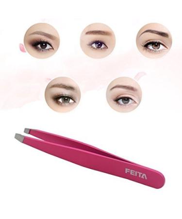 FEITA Professional Stainless Steel Eyebrow Tweezer Set - Slant & Pointed Precision Tweezers for Women - Facial Hair Removal Clip - Pink (2 Pcs) - Buy Online on SooperMarket.com