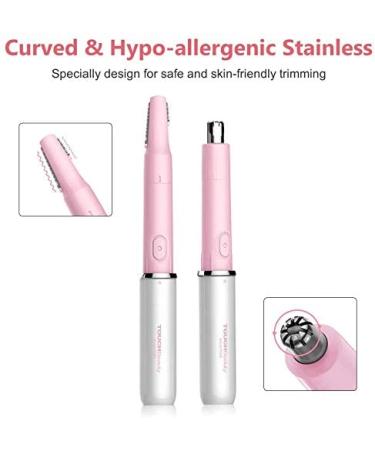 Nasal Hair Trimmer for Women | 2-in-1 Touch Beauty Eyebrow & Nose Hair Cutter AG-1458A (Pink) Painless Precision Remover for Ears & Face - Buy Online on SooperMarket.com