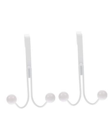 Hemoton 2pcs Double Hook Coat Hangers Towel Rack Clothes Hangers Hooks Door Hook Hanger Nail Hat Hook 14x9cm White